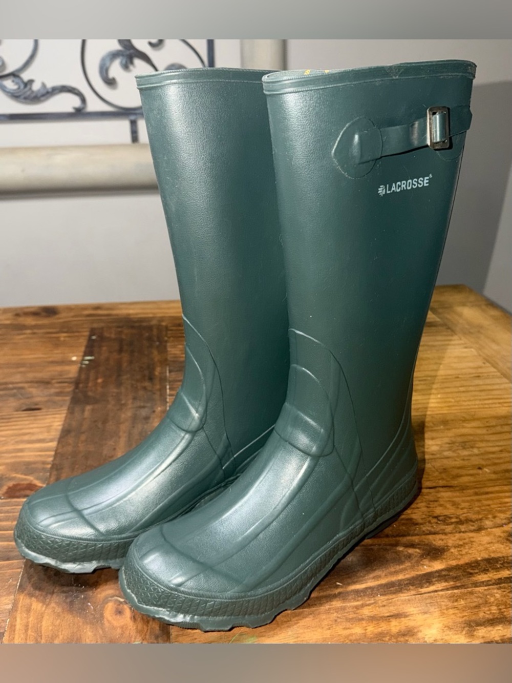 LaCrosse Green Waterproof Tall Rubber Boots with Side Buckle